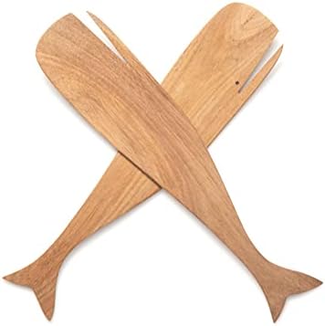 Ironwood Gourmet Acacia Wood Whale Salad Serving Utensils