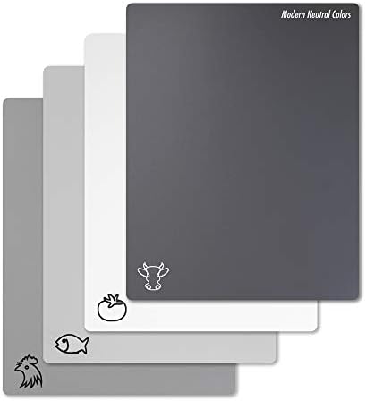 Fotouzy Flexible Plastic Cutting Board Mats with Food Icons, BPA-Free