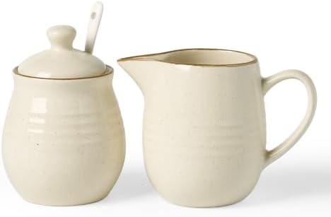 famiware 10oz Sugar Bowl & 13oz Creamer Set, Coffee Serving, Vanilla