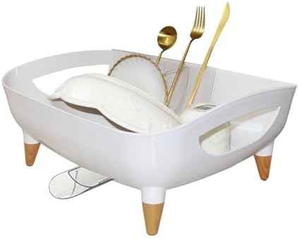 Modern Dish Drying Rack, Off White