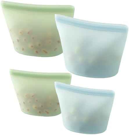 PandaEar 4 Pack Reusable Silicone Food Storage Bags, 34oz & 17oz