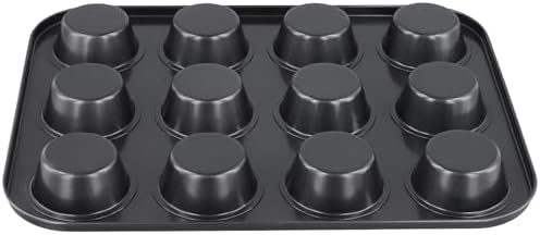 12-Cup Muffin Pan, Non-Stick Cupcake Baking Tin, 4 Pack Carbon Steel
