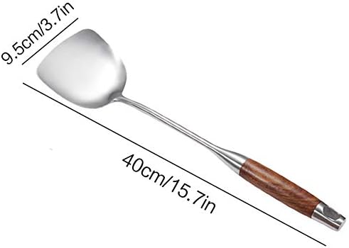 Long Handle Wok Spatula, 18/10 Stainless Steel Wok Utensil