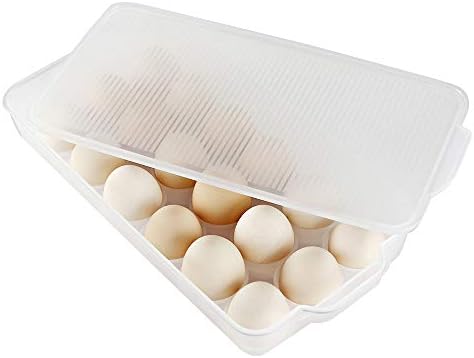 Eslite Covered Egg Holder,Egg Storage for Refrigerator,Fits 18