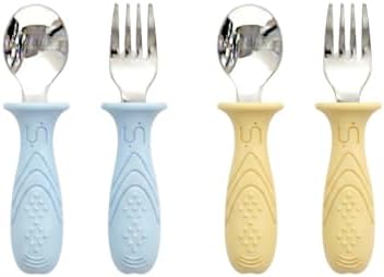 Stainless Steel Toddler Utensils Self Feeding Set, 4-Pack Baby Spoons