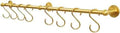 31 Inch Brass Pot Rack Wall Mounted, Kitchen Rail with Hooks for Pots, Pans, Mugs and Utensils, Segmented Wall Hanging Rack, Includes 8 S-Hooks