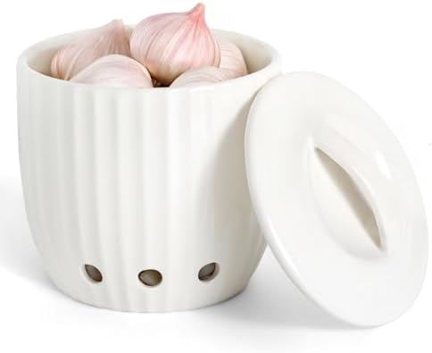 Ceramic Garlic Keeper - Upgraded Packaging! Dishwasher Safe Garlic