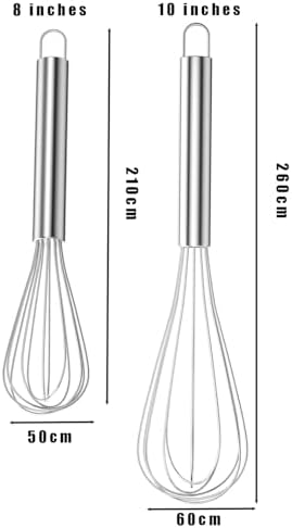 Digead Stainless Steel Whisk Set - 8"+10" Kitchen Wisk, Balloon Whisk