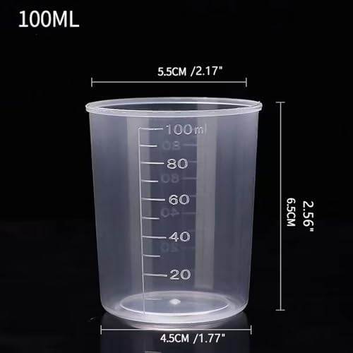 5 Pack Measuring Cup Set,3.4 Oz (100ml) Transparent Plastic Liquid