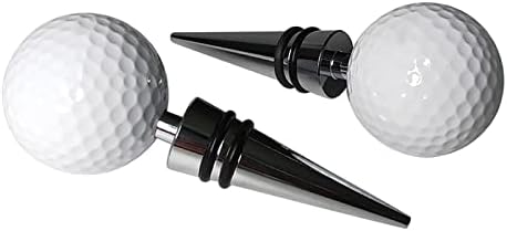 Golf Ball Wine Stoppers - Opener & Bottle Stopper Set of 2, Decorative