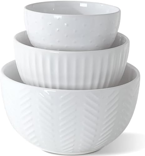 HAPPY KIT Ceramic Mixing Bowls Set, 5/3/1.5qt Set of 3