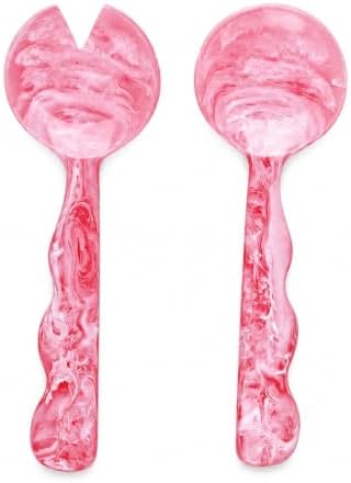 SS CRAFTS INDIA Resin Salad Servers & Serving Spoons, Pink Marbled