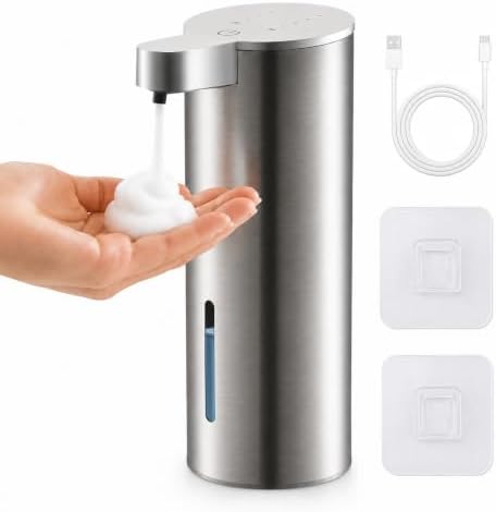 Automatic Foaming Hand Soap Dispenser, Rechargeable Stainless Steel