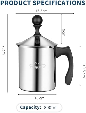 MERMOO YILAN Stovetop Milk Frother 27oz Manual Milk Foamer