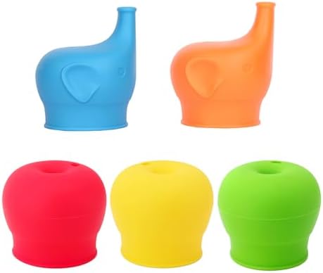 Silicone Sippy Straw Cup Lids, 5 Pack