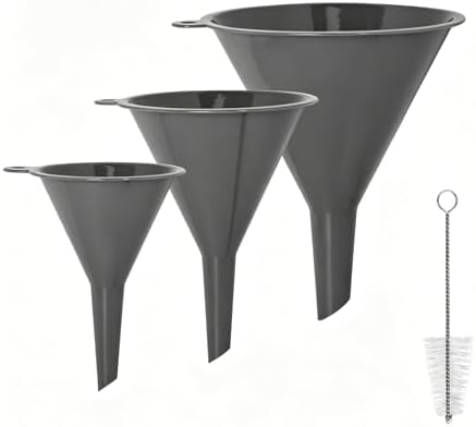 Kitchen Funnel Set of 3 with Cleaning Brush, Small to Large Sizes