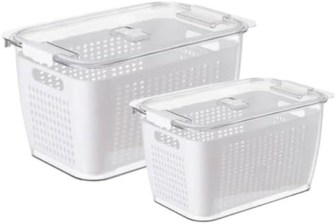 ABOOFAN 2pcs Double Layer Produce Storage Container with Draining