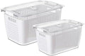 ABOOFAN 2pcs Double Layer Produce Storage Container with Draining