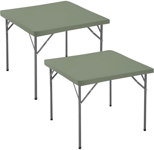 Card Table Covers Square Fitted Elastic Table Cloth-2 Pack Sage 34x34