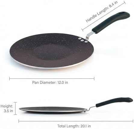 12-Inch Nonstick Induction Tawa Pan with Gently Recessed Center for