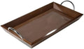 Wooden Tabletop Tray with Chrome Handles, 18 x 10 Inch Walnut Finish