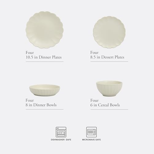 Gibson Elite Malibu Shore 16 Piece Scalloped Edge Stoneware Matte