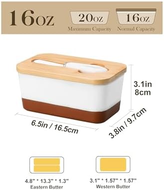 MALACASA Butter Dish with Lid, Large Butter Dish for Countertop