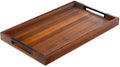 Acacia Wood Serving Tray with 2 Silicone Mats & Handles, 16.5"x12"