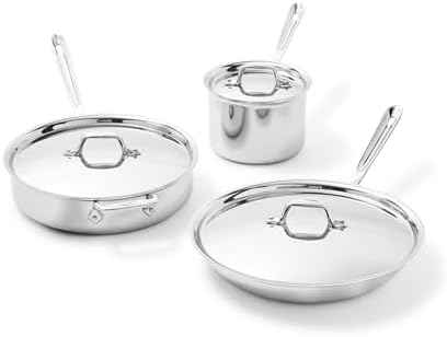 All-Clad D3 Stainless Steel Cookware Set, 6-Piece, Made in the USA