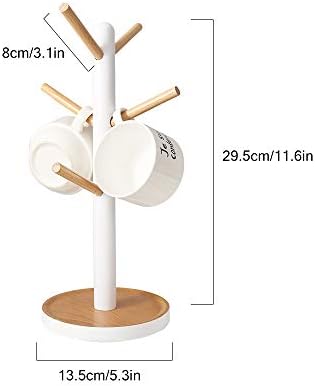 Wooden Mug Holder Tree, Removable Coffee Tea Cup Holder Display Stand