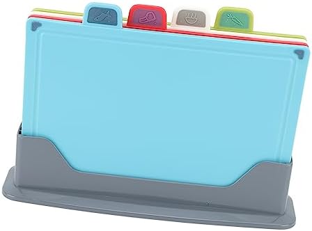 Plastic Cutting Board Set 4 Color Coded Rubber Flexible Non Slip