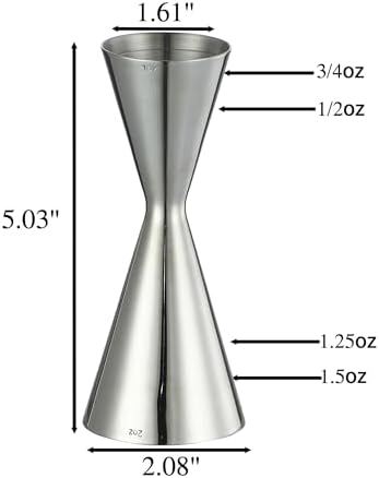 Double Cocktail Jigger Slim Style Measuring Jigger (Silver)