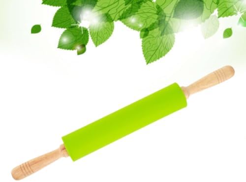 Inch Wood Handle Silicone Rolling Pin for Dough and Pastry Baking