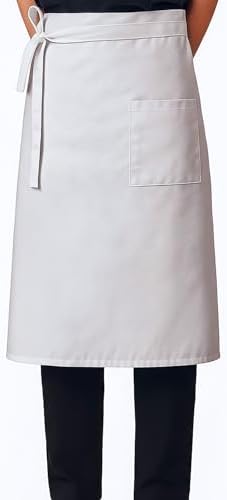 Shyyween White Half Bistro Burger Apron 26" Waist Chef Apron for Adult