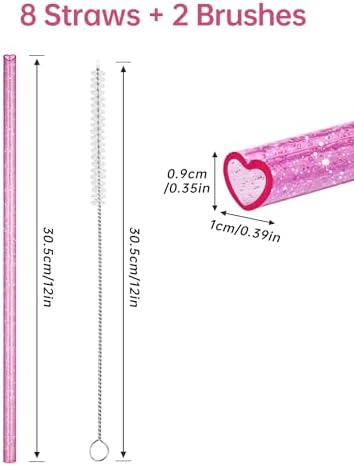 NiHome 12" Reusable Heart Shaped Straws Fit for Stanley Tumbler