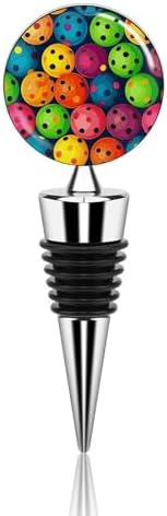 Pickleball Balls Colors Pattern Wine Stoppers for Wine Bottles Vacuum