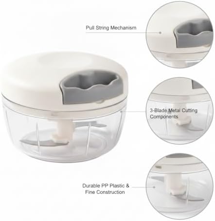 17 fl oz Manual Food Chopper, Pull-String Prep Tool for Garlic and