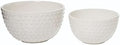 Transpac VIP Dolomite 11 in. White Dotted Texture Hobnail Mixing Bowls