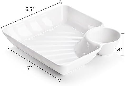Lawei 10Pcs Chips and Dip Plates, Plastic Serving Platter Set Dumpling