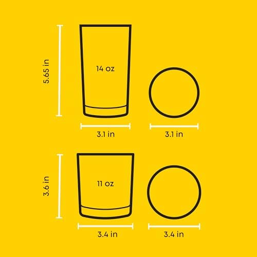 JoyJolt Alain Drinking Glasses Set of 8 Glass Tumblers. Highball 14oz