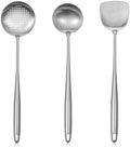 17” Wok Spatula and Ladle, Skimmer Spoon,Stainless Steel Wok Tools