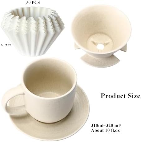 Pour Over Coffee Maker, with 50 PCS Basket Coffee Filters, 310 ml/10