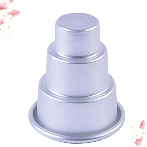 3-Tier Round Cake Molds Aluminum Cupcake and Pudding Baking Pan Set of