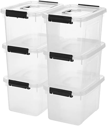 6 Quart Clear Storage Latch Boxes, 6-Pack