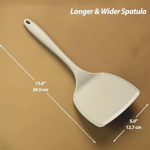 Silicone Pancake Spatula Turner, Lengthened Handle & Seamless Design