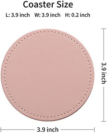 CASEGRACE Drink Coasters with Metal Holder Stand Set of 6, PU Leather