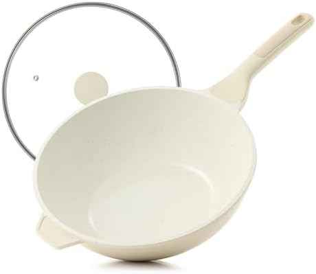 SENSARTE Nonstick Ceramic Wok Pan with Lid, 11Inch Non Toxic Stir-fry Pan