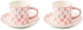 MACKENZIE-CHILDS Espresso Cup and Saucer Set, Pink-and-White Rosy