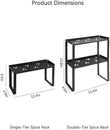 2 Pack Metal Storage Shelves Countertop Organizers, Shelf Risers, Stackable,Spice Rack
