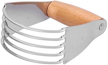 5 Blades Pastry Blender, Stainless Steel Dough Blender with Wooden